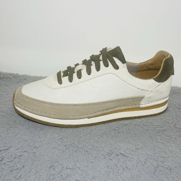 Clarks White Sneakers with Olive Accents - Picture 10 of 11